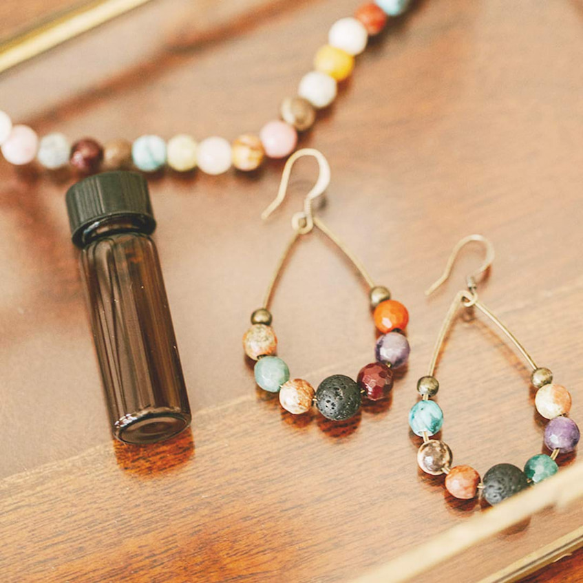 aromatherapy earrings with essential oil
