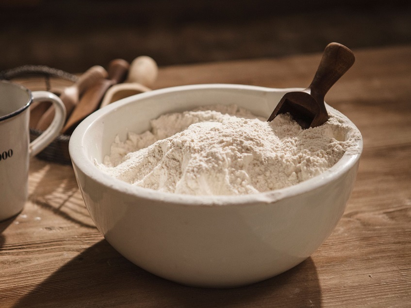plain all purpose flour in white bowl on table
