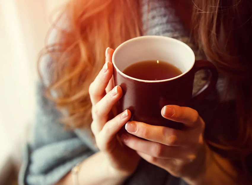 girl drinking black tea