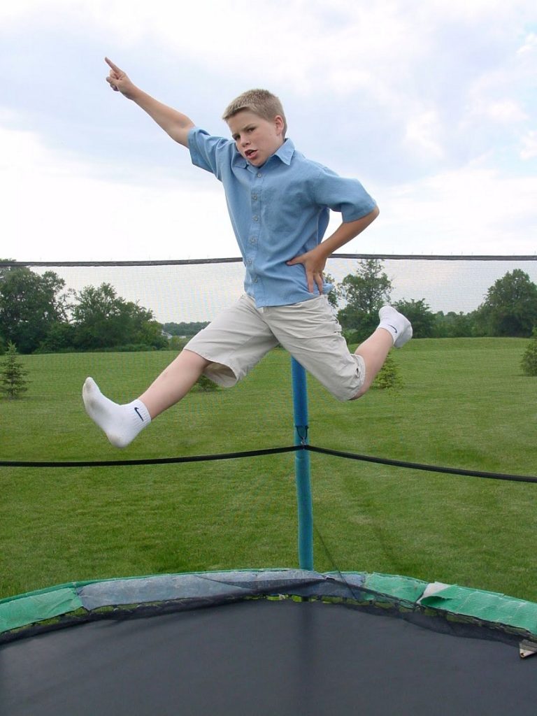 Jump pose on trampoline