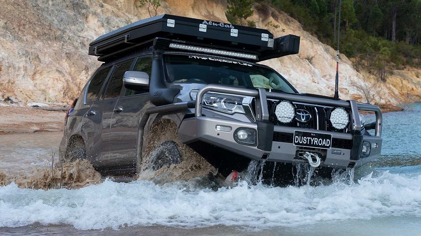 Toyota Prado in water