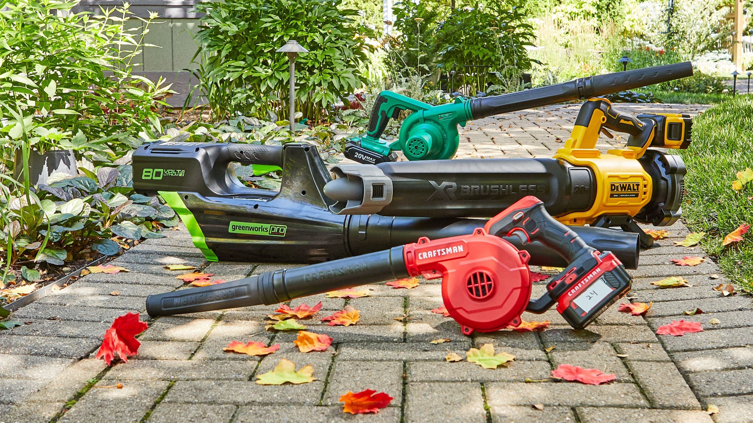 leaf blowers delicately placed on the floor